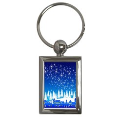 Snowflakes Snowy Landscape Reindeer Key Chains (rectangle)  by Wegoenart