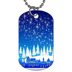 Snowflakes Snowy Landscape Reindeer Dog Tag (one Side) by Wegoenart