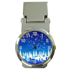 Snowflakes Snowy Landscape Reindeer Money Clip Watches by Wegoenart