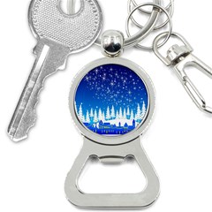 Snowflakes Snowy Landscape Reindeer Bottle Opener Key Chains by Wegoenart