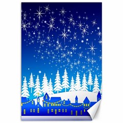 Snowflakes Snowy Landscape Reindeer Canvas 12  X 18  by Wegoenart