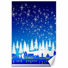 Snowflakes Snowy Landscape Reindeer Canvas 20  X 30  by Wegoenart