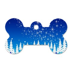 Snowflakes Snowy Landscape Reindeer Dog Tag Bone (one Side) by Wegoenart