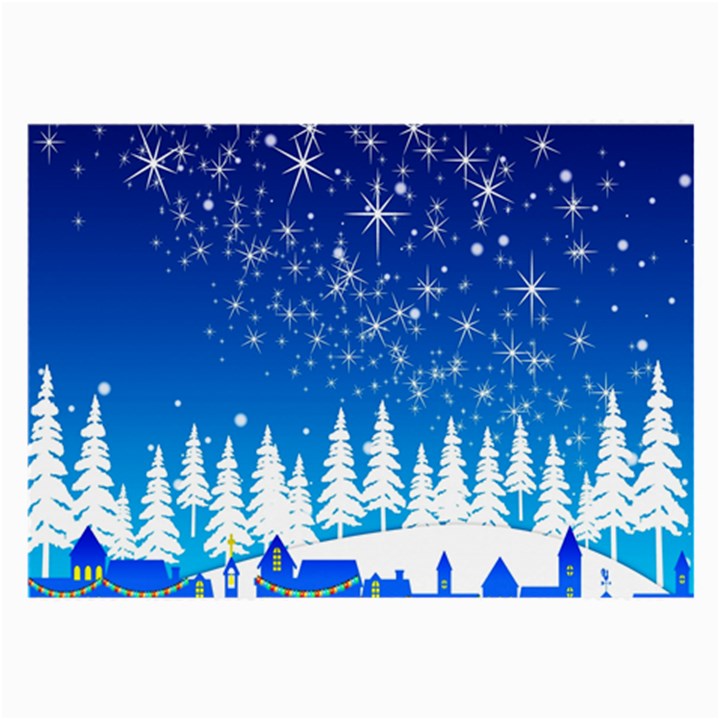 Snowflakes Snowy Landscape Reindeer Large Glasses Cloth