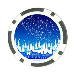 Snowflakes Snowy Landscape Reindeer Poker Chip Card Guard by Wegoenart