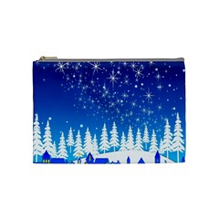 Snowflakes Snowy Landscape Reindeer Cosmetic Bag (medium) by Wegoenart