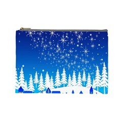 Snowflakes Snowy Landscape Reindeer Cosmetic Bag (large) by Wegoenart