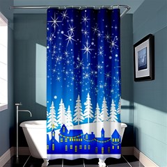 Snowflakes Snowy Landscape Reindeer Shower Curtain 36  X 72  (stall)  by Wegoenart