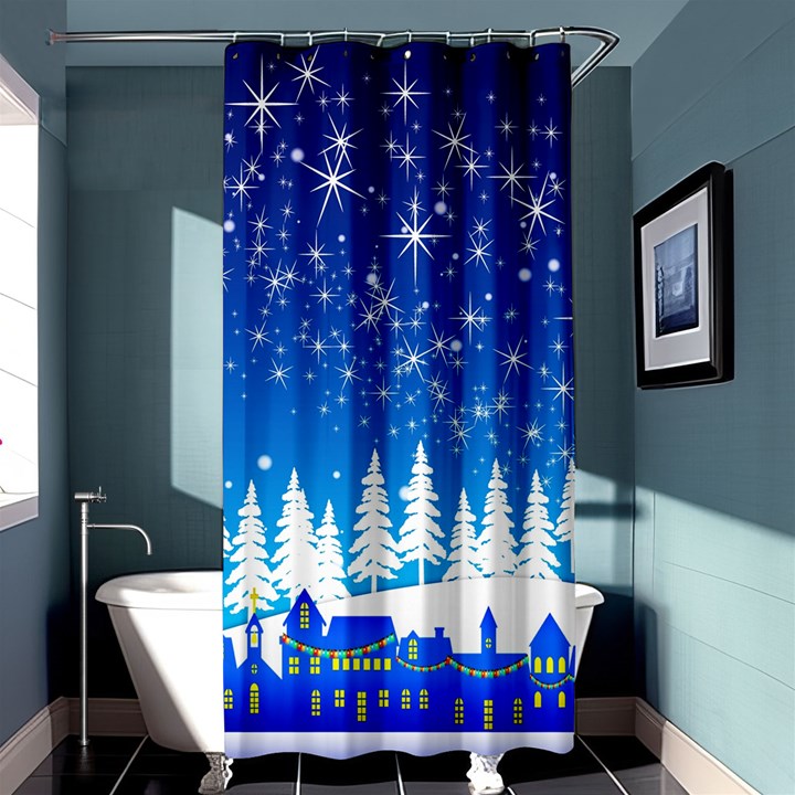 Snowflakes Snowy Landscape Reindeer Shower Curtain 36  x 72  (Stall) 