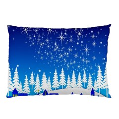 Snowflakes Snowy Landscape Reindeer Pillow Case (two Sides) by Wegoenart