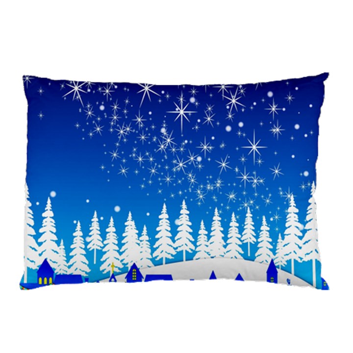 Snowflakes Snowy Landscape Reindeer Pillow Case (Two Sides)