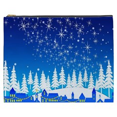 Snowflakes Snowy Landscape Reindeer Cosmetic Bag (xxxl) by Wegoenart