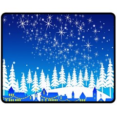 Snowflakes Snowy Landscape Reindeer Double Sided Fleece Blanket (medium)  by Wegoenart