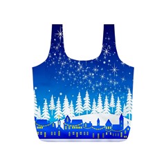 Snowflakes Snowy Landscape Reindeer Full Print Recycle Bag (s) by Wegoenart