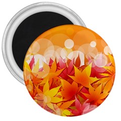 Autumn Background Maple Leaves Bokeh 3  Magnets by Wegoenart