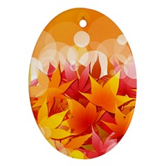 Autumn Background Maple Leaves Bokeh Ornament (oval) by Wegoenart