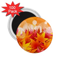 Autumn Background Maple Leaves Bokeh 2 25  Magnets (100 Pack)  by Wegoenart