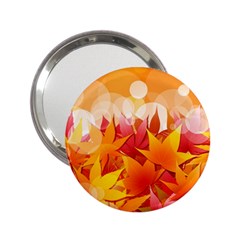 Autumn Background Maple Leaves Bokeh 2 25  Handbag Mirrors by Wegoenart