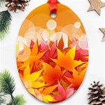 Autumn Background Maple Leaves Bokeh Oval Ornament (Two Sides) Front