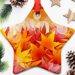 Autumn Background Maple Leaves Bokeh Star Ornament (two Sides) by Wegoenart