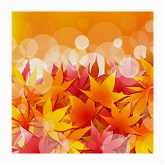 Autumn Background Maple Leaves Bokeh Medium Glasses Cloth (2-side) by Wegoenart