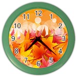 Autumn Background Maple Leaves Bokeh Color Wall Clock Front