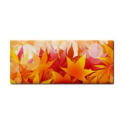 Autumn Background Maple Leaves Bokeh Hand Towel by Wegoenart