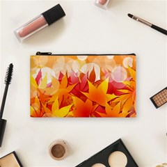 Autumn Background Maple Leaves Bokeh Cosmetic Bag (small) by Wegoenart