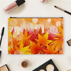 Autumn Background Maple Leaves Bokeh Cosmetic Bag (large) by Wegoenart