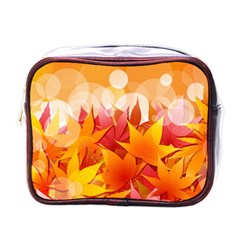 Autumn Background Maple Leaves Bokeh Mini Toiletries Bag (one Side) by Wegoenart