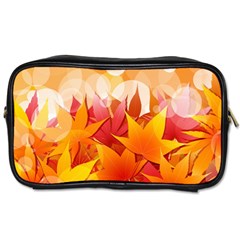 Autumn Background Maple Leaves Bokeh Toiletries Bag (two Sides) by Wegoenart