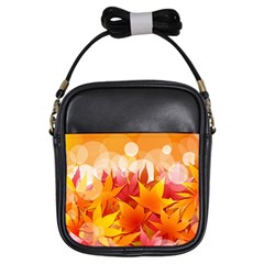 Autumn Background Maple Leaves Bokeh Girls Sling Bag by Wegoenart