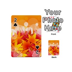 Autumn Background Maple Leaves Bokeh Playing Cards 54 (mini) by Wegoenart