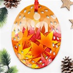 Autumn Background Maple Leaves Bokeh Oval Filigree Ornament (Two Sides) Back