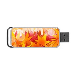 Autumn Background Maple Leaves Bokeh Portable Usb Flash (two Sides) by Wegoenart