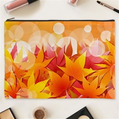 Autumn Background Maple Leaves Bokeh Cosmetic Bag (xxxl) by Wegoenart