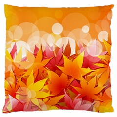 Autumn Background Maple Leaves Bokeh Large Flano Cushion Case (two Sides) by Wegoenart