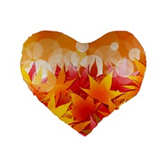 Autumn Background Maple Leaves Bokeh Standard 16  Premium Flano Heart Shape Cushions by Wegoenart