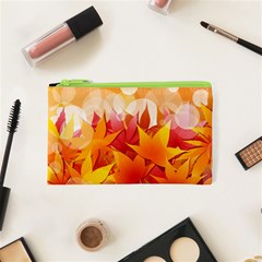 Autumn Background Maple Leaves Bokeh Cosmetic Bag (xs) by Wegoenart