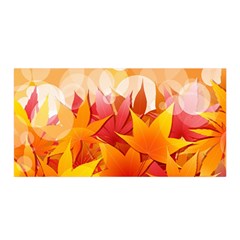 Autumn Background Maple Leaves Bokeh Satin Wrap by Wegoenart