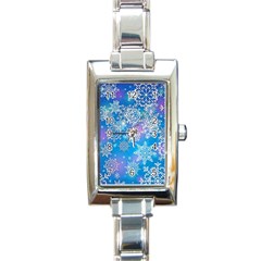 Snowflake Background Blue Purple Rectangle Italian Charm Watch