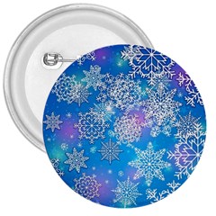 Snowflake Background Blue Purple 3  Buttons by Wegoenart