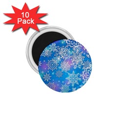 Snowflake Background Blue Purple 1 75  Magnets (10 Pack)  by Wegoenart