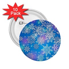 Snowflake Background Blue Purple 2 25  Buttons (10 Pack)  by Wegoenart