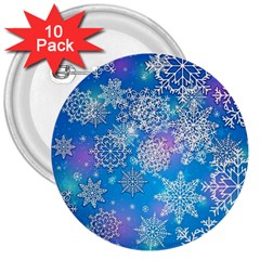 Snowflake Background Blue Purple 3  Buttons (10 Pack)  by Wegoenart