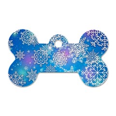 Snowflake Background Blue Purple Dog Tag Bone (one Side) by Wegoenart