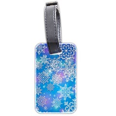 Snowflake Background Blue Purple Luggage Tags (two Sides) by Wegoenart