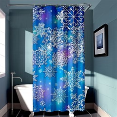 Snowflake Background Blue Purple Shower Curtain 36  X 72  (stall)  by Wegoenart