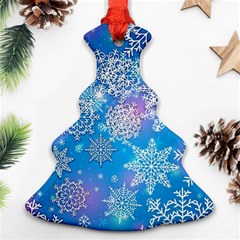 Snowflake Background Blue Purple Ornament (christmas Tree)  by Wegoenart