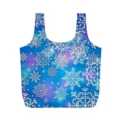 Snowflake Background Blue Purple Full Print Recycle Bag (m) by Wegoenart